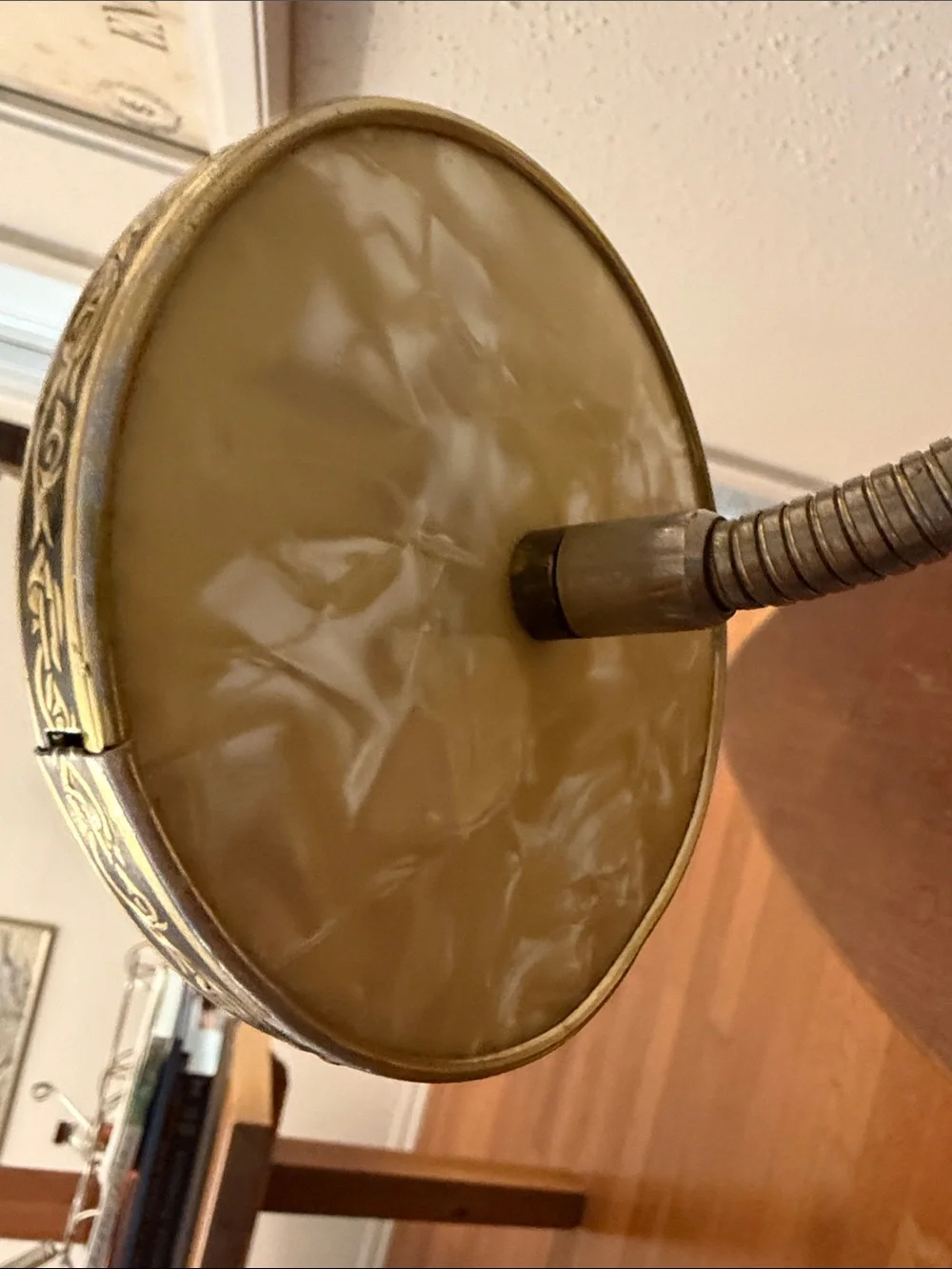 Vintage-Style Brass Finish Gooseneck Double Vanity Mirror with Cream Base